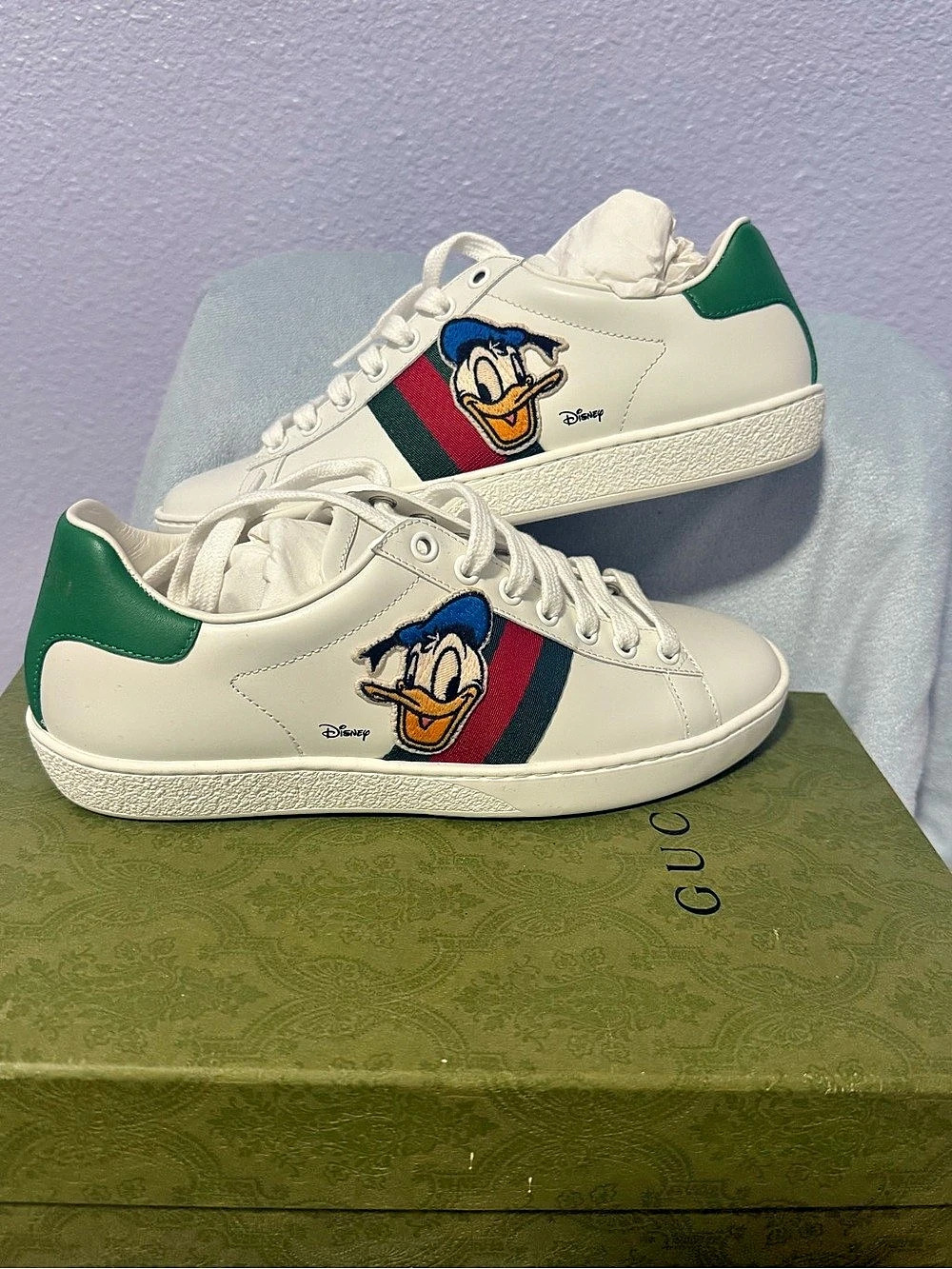 Gucci x Disney Ace Donald Duck Sneakers White & Green EU 36+